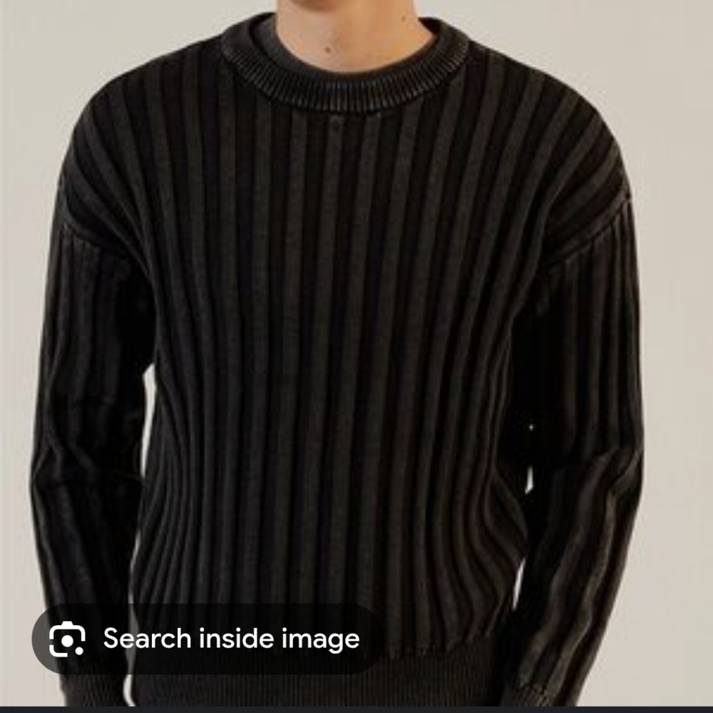 Mens Pacsun Black Ribbed Heavy Warm Sweater Size Medium